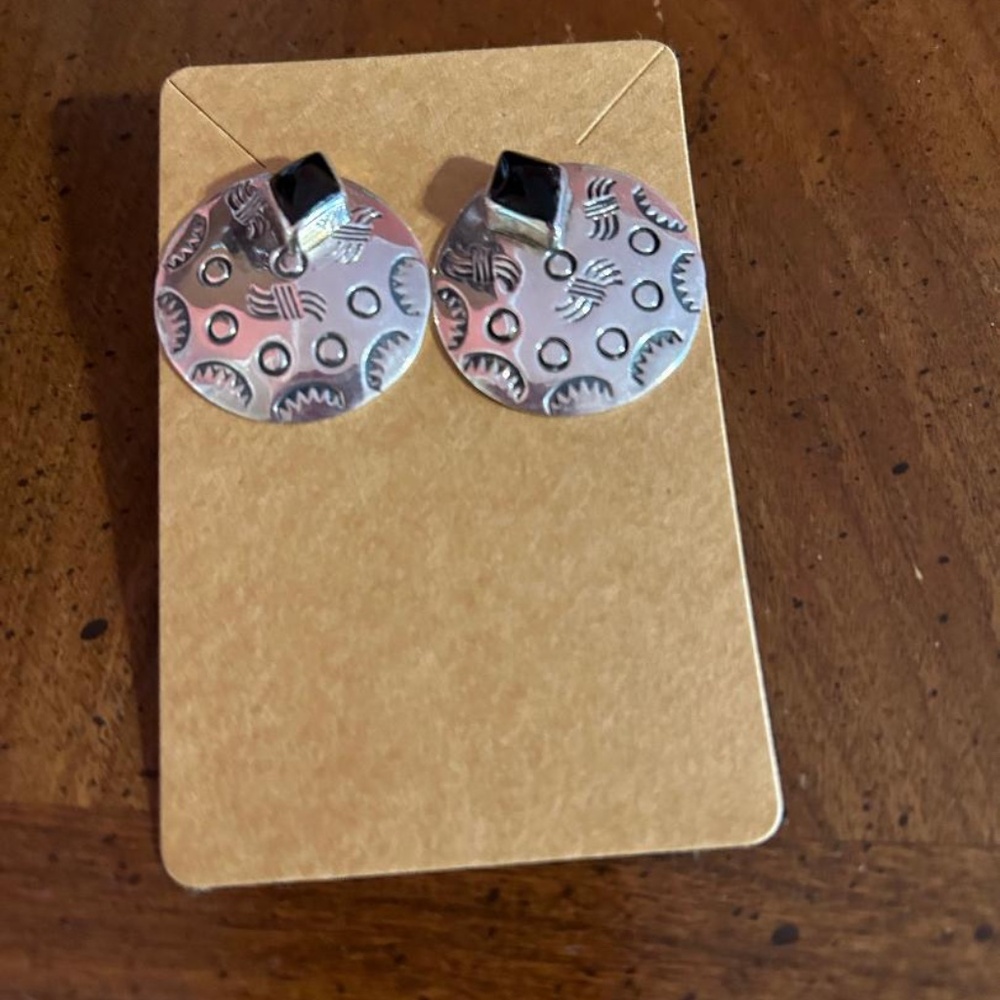 sterling silver pierced earrings with Southwestern design
